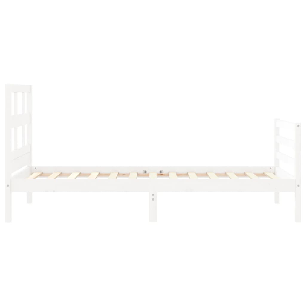 Bedframe met hoofdbord massief hout wit 90x200 cm Bedden & bedframes | Creëer jouw Trendy Thuis | Gratis bezorgd & Retour | Trendy.nl