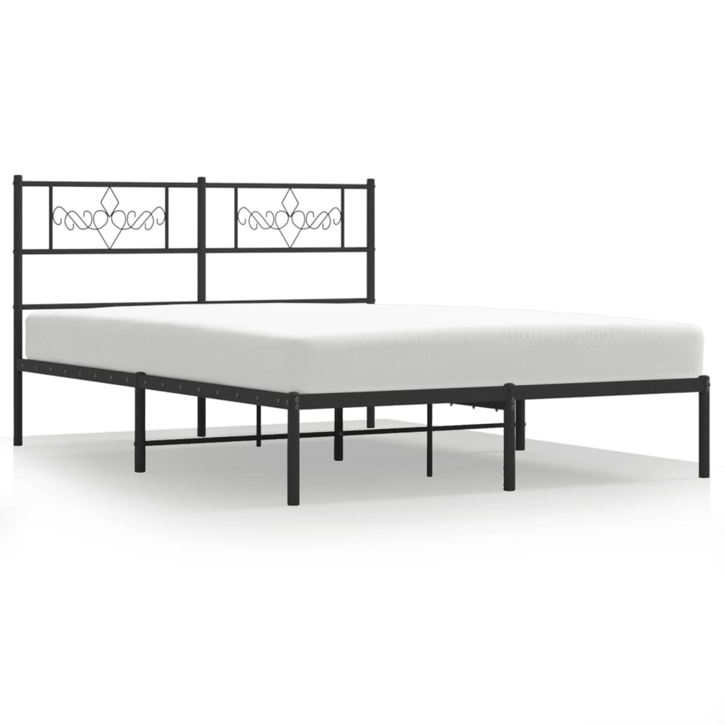 Bedframe met hoofdbord metaal zwart 160x200 cm