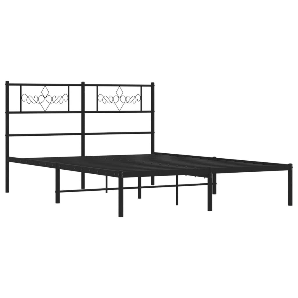 Bedframe met hoofdbord metaal zwart 160x200 cm