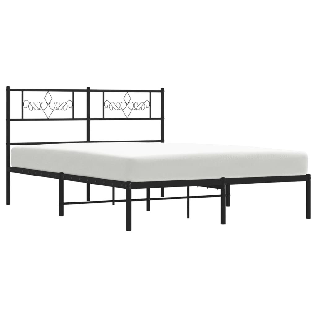 Bedframe met hoofdbord metaal zwart 160x200 cm