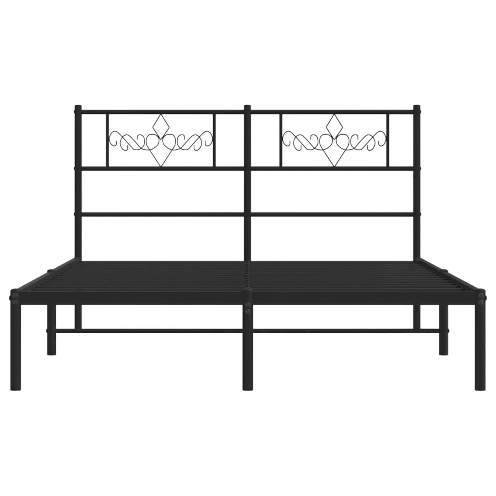 Bedframe met hoofdbord metaal zwart 160x200 cm