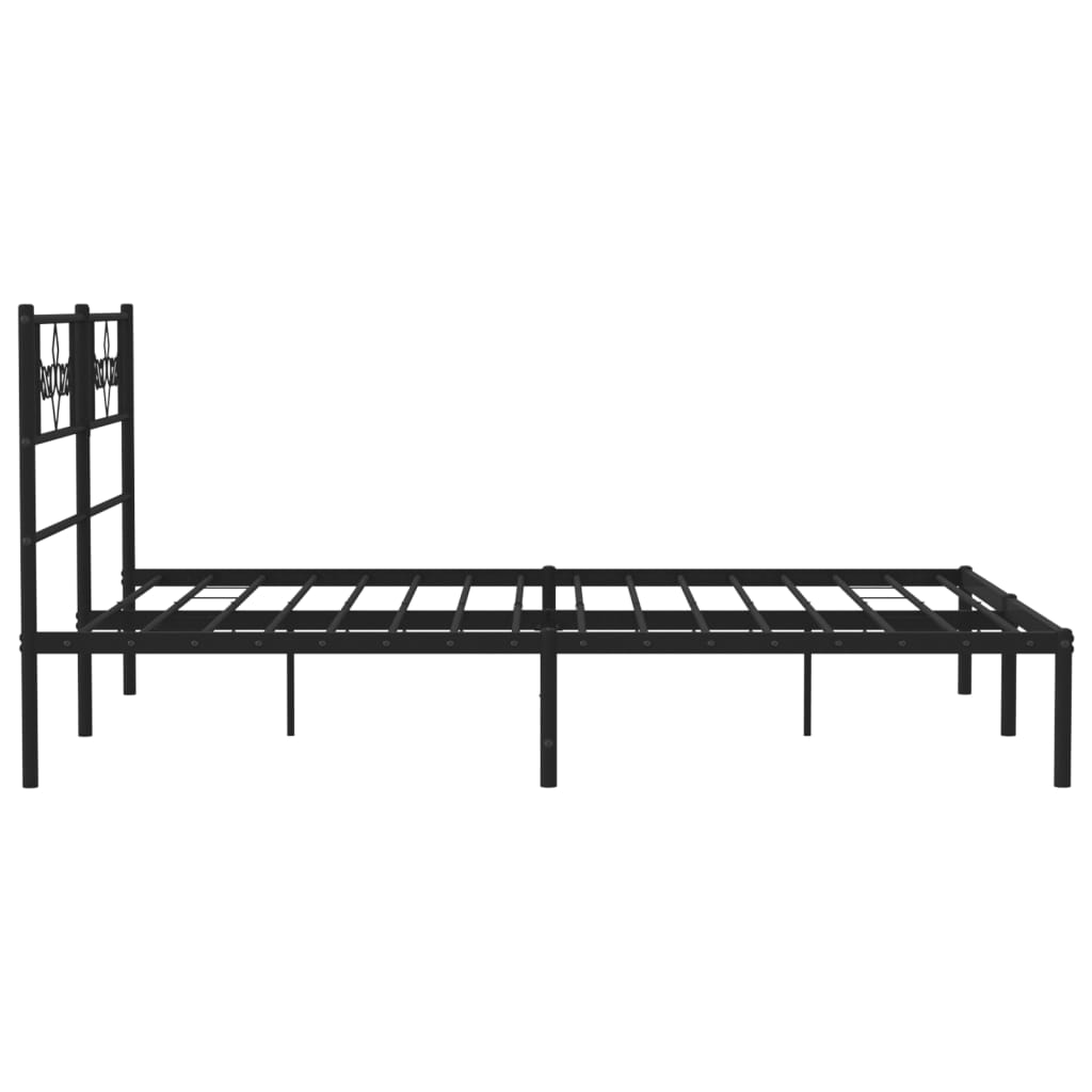 Bedframe met hoofdbord metaal zwart 160x200 cm