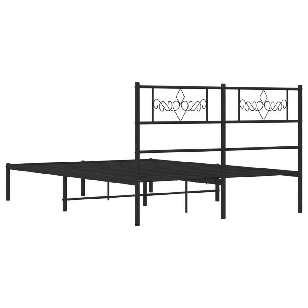 Bedframe met hoofdbord metaal zwart 160x200 cm