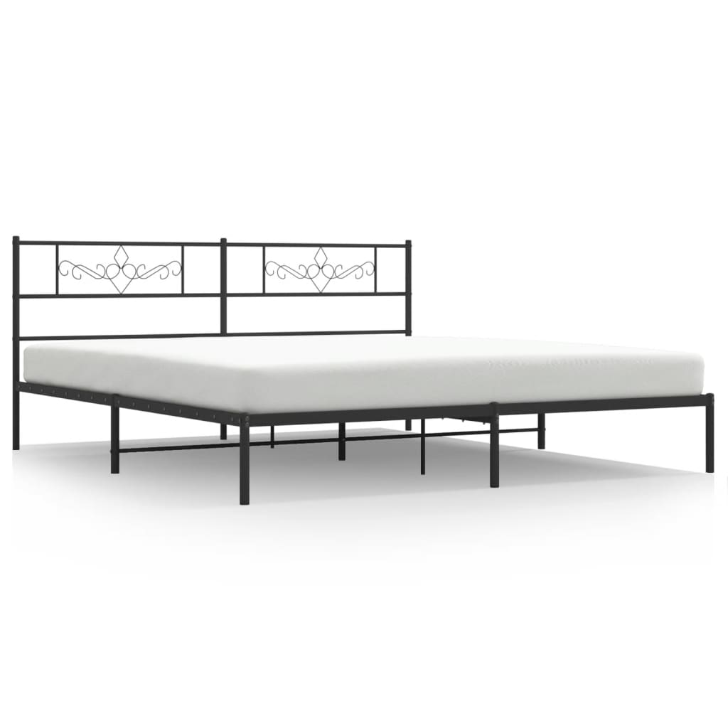 Bedframe met hoofdbord metaal zwart 180x200 cm