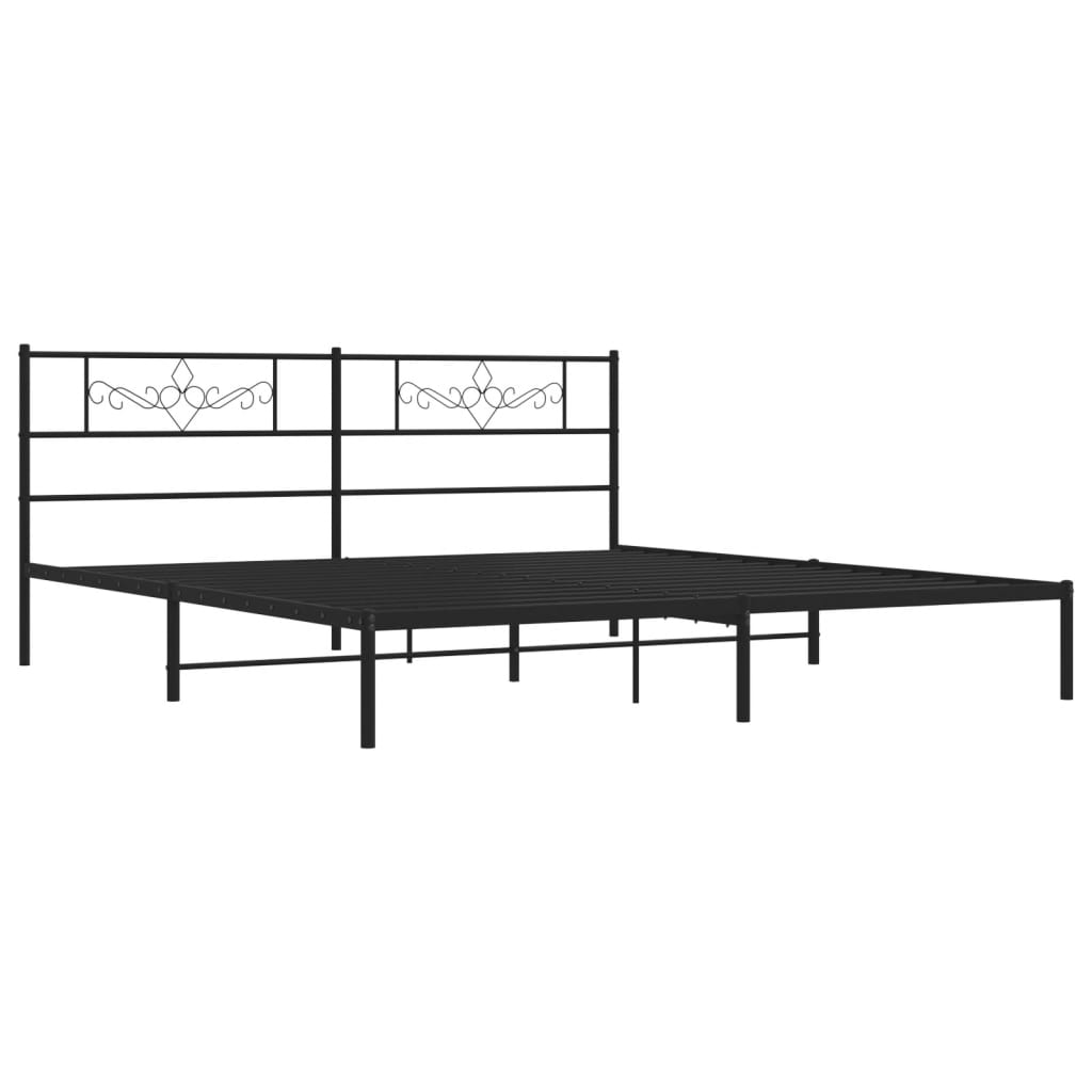 Bedframe met hoofdbord metaal zwart 180x200 cm