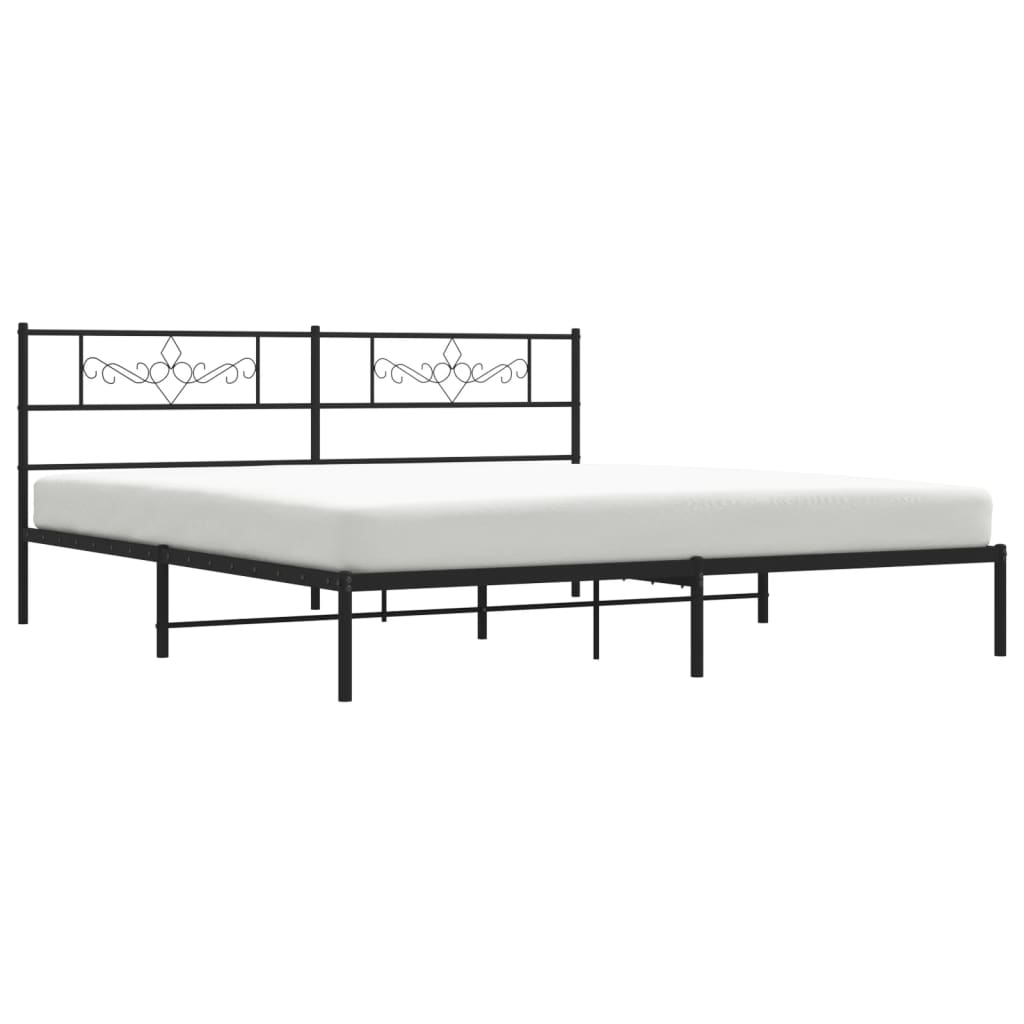 Bedframe met hoofdbord metaal zwart 180x200 cm