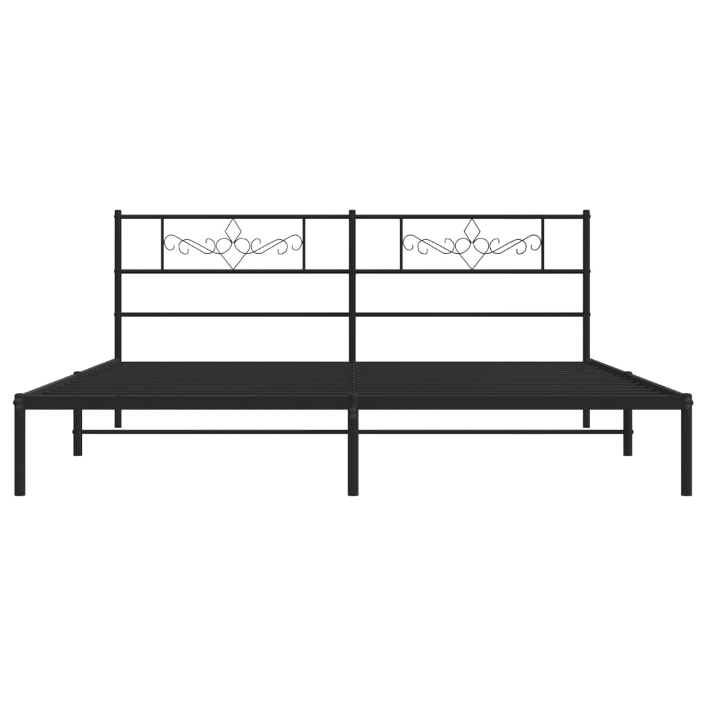 Bedframe met hoofdbord metaal zwart 180x200 cm