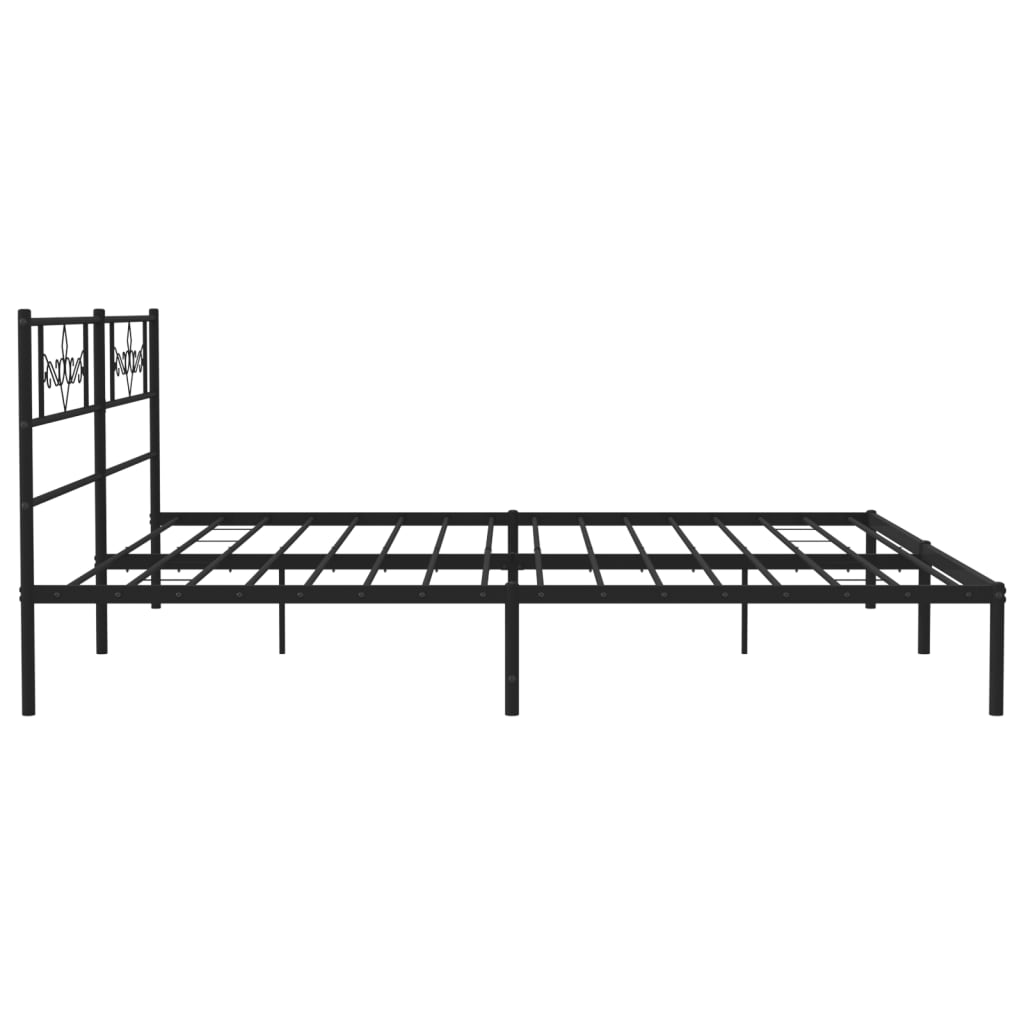 Bedframe met hoofdbord metaal zwart 180x200 cm