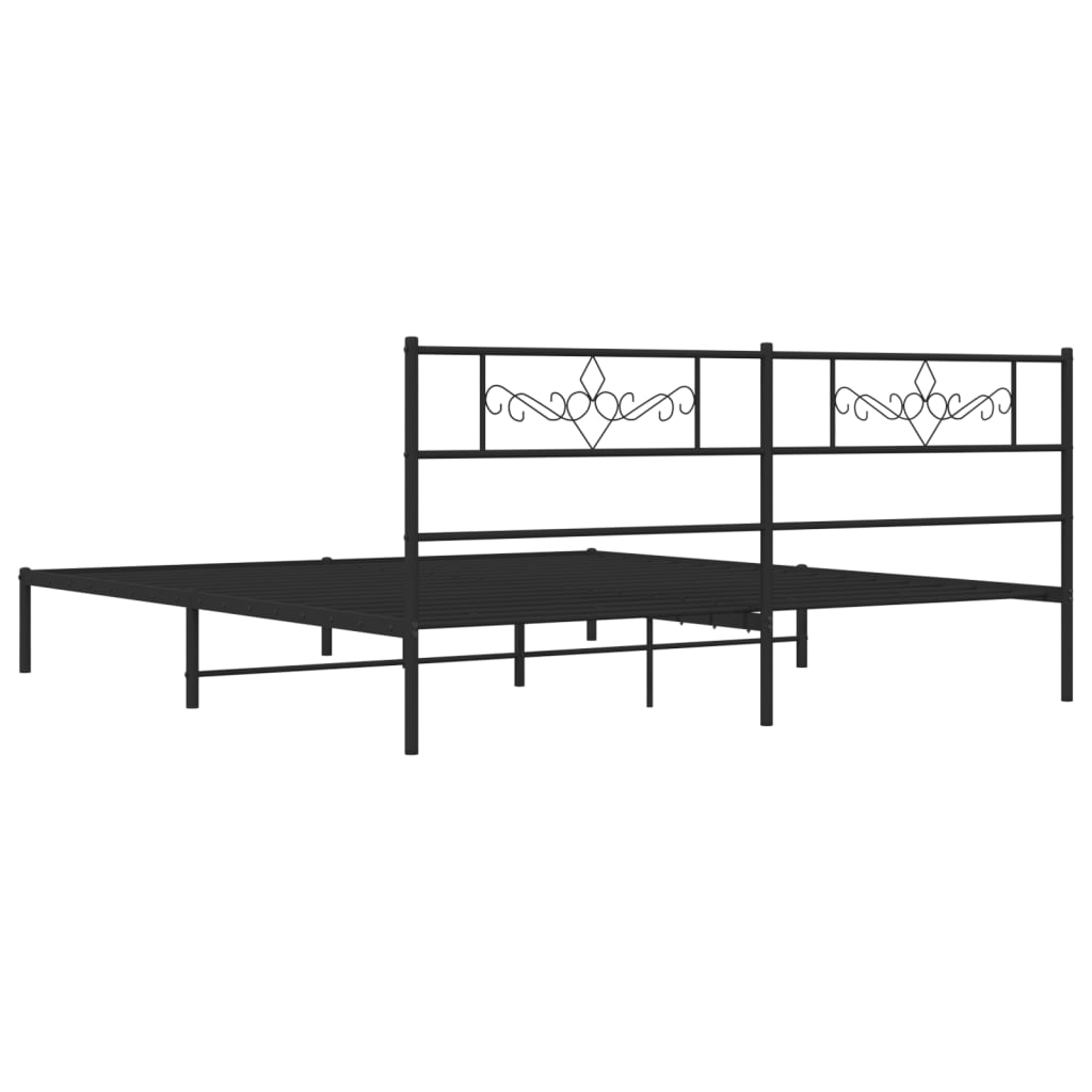 Bedframe met hoofdbord metaal zwart 180x200 cm