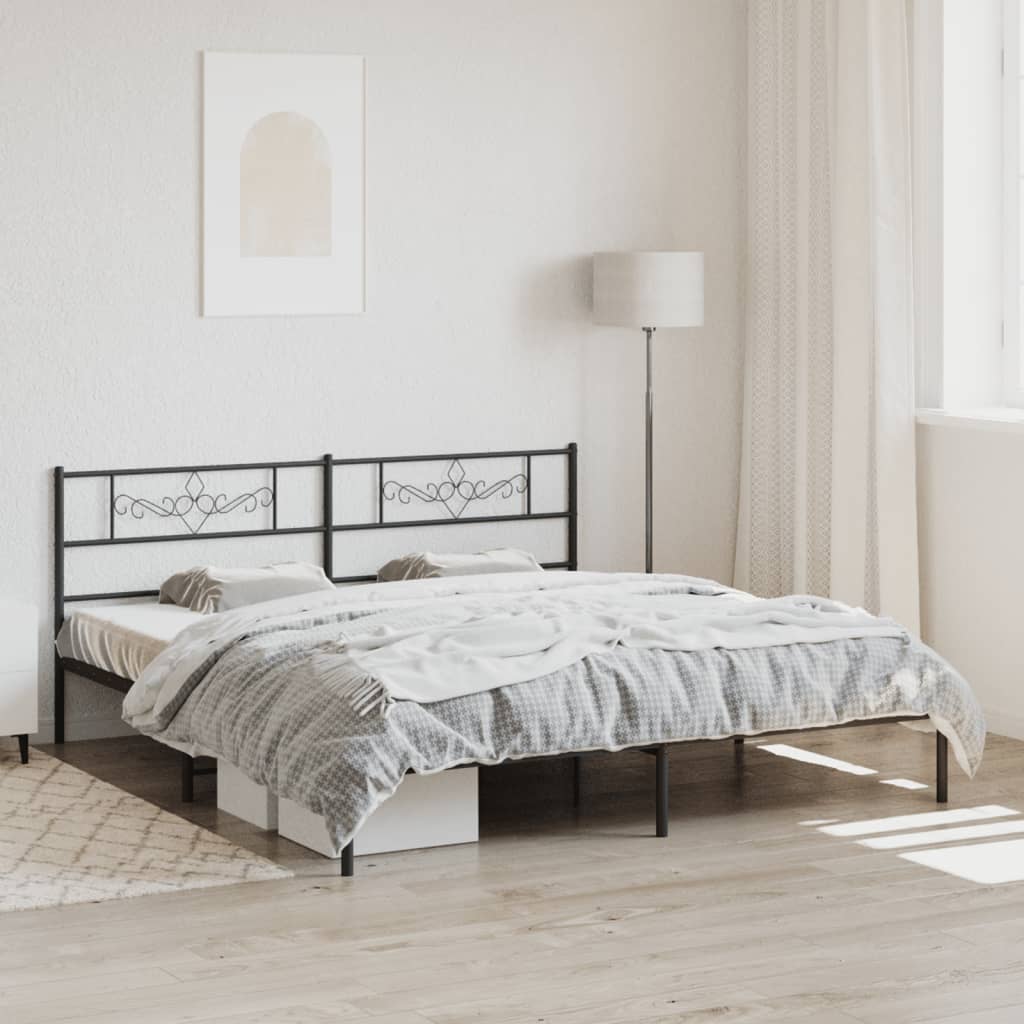 Bedframe met hoofdbord metaal zwart 180x200 cm