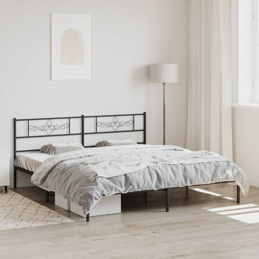 Bedframe met hoofdbord metaal zwart 180x200 cm