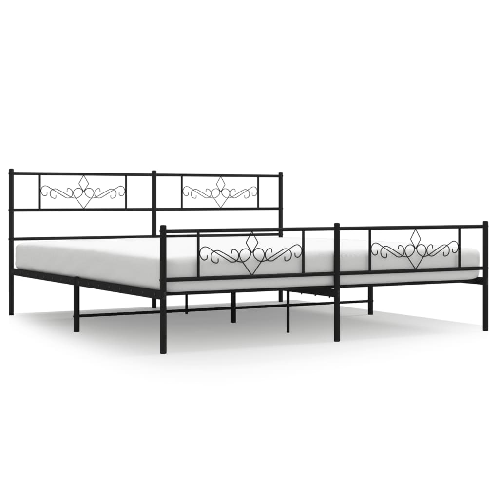 Bedframe met voetbord zonder matras metaal zwart 180x200 cm