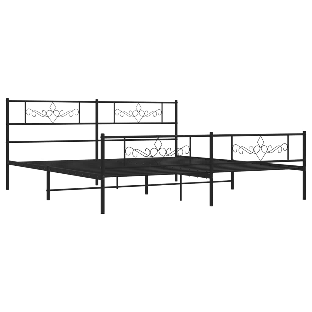 Bedframe met voetbord zonder matras metaal zwart 180x200 cm