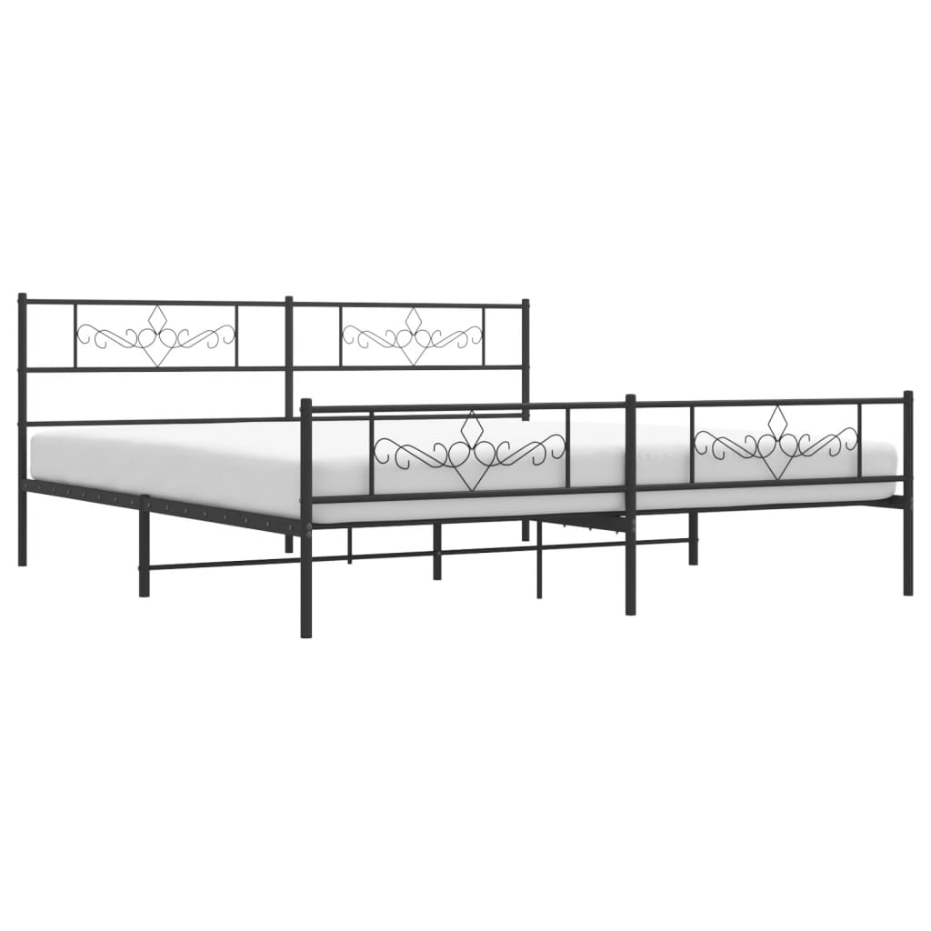 Bedframe met voetbord zonder matras metaal zwart 180x200 cm