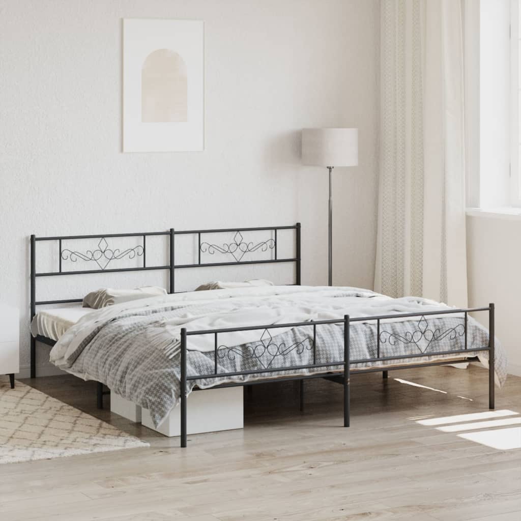 Bedframe met voetbord zonder matras metaal zwart 180x200 cm