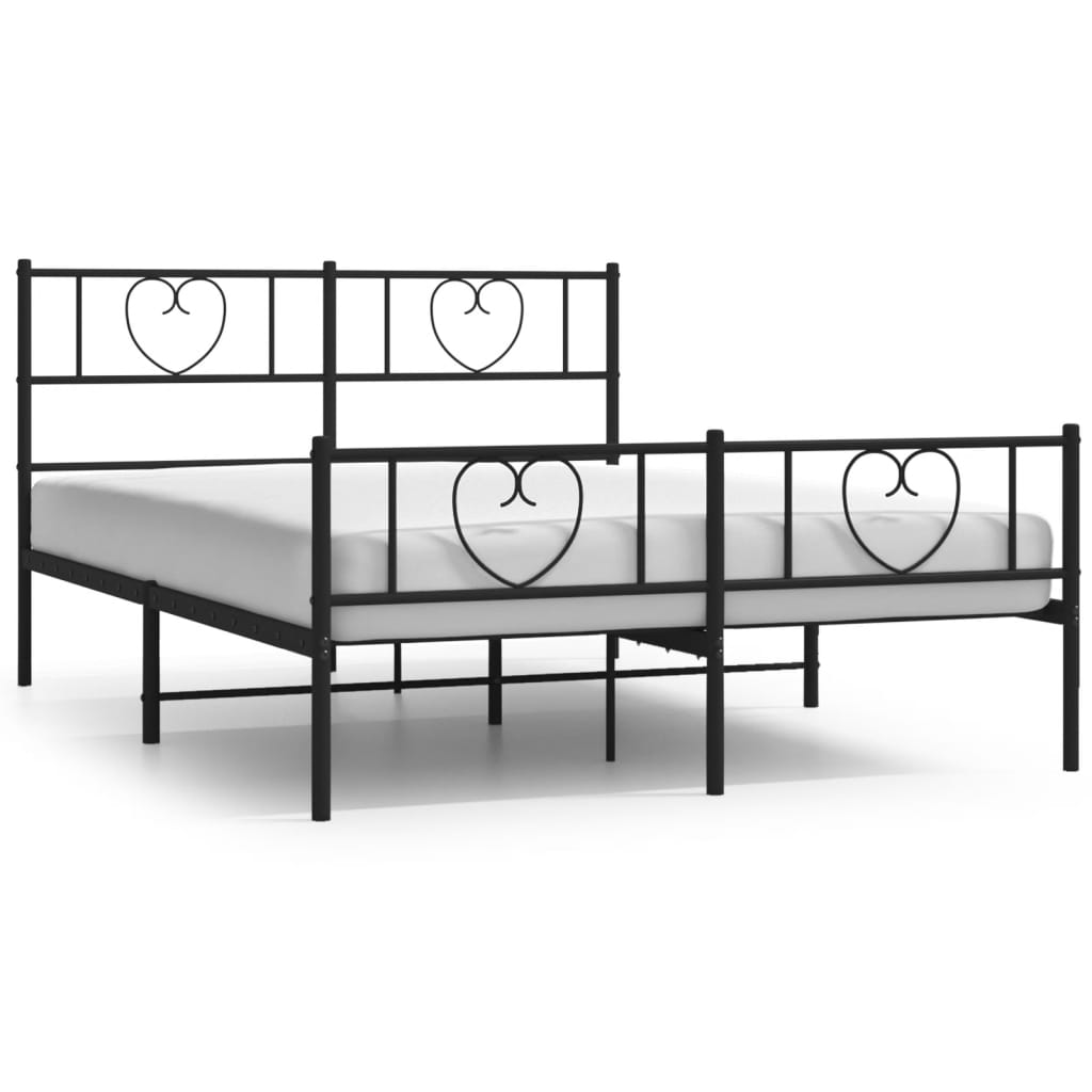 Bedframe met hoofd- en voeteneinde metaal zwart 140x200 cm