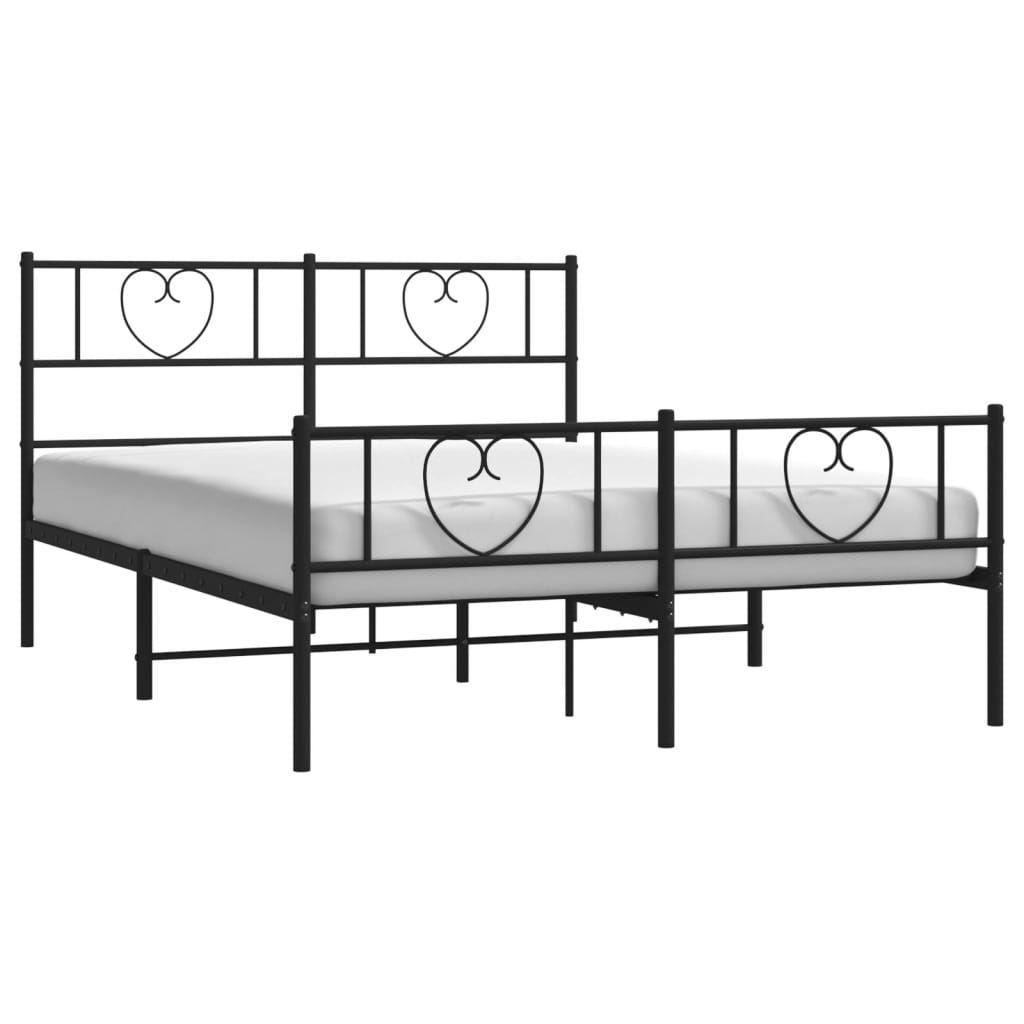 Bedframe met hoofd- en voeteneinde metaal zwart 140x200 cm