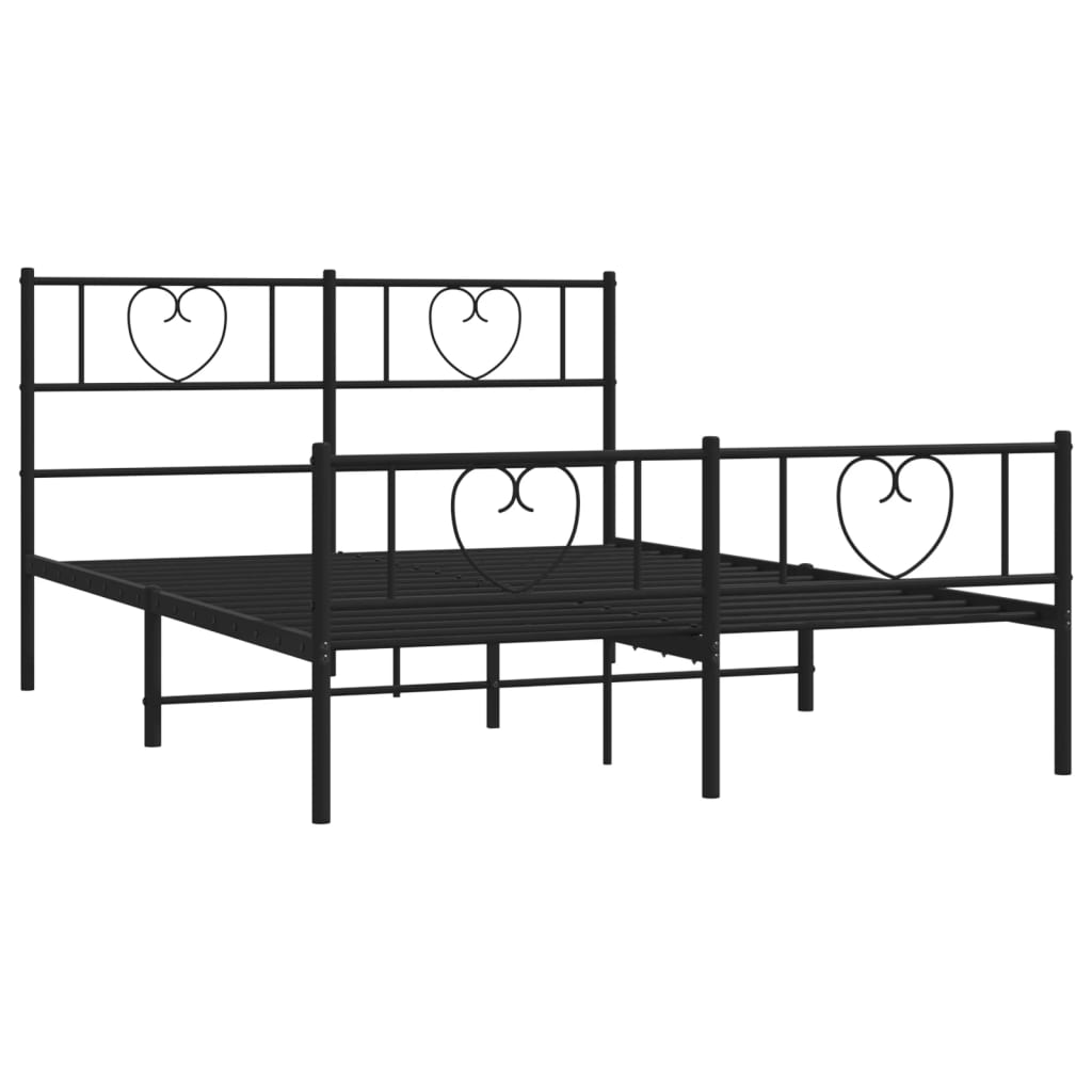 Bedframe met hoofd- en voeteneinde metaal zwart 140x200 cm