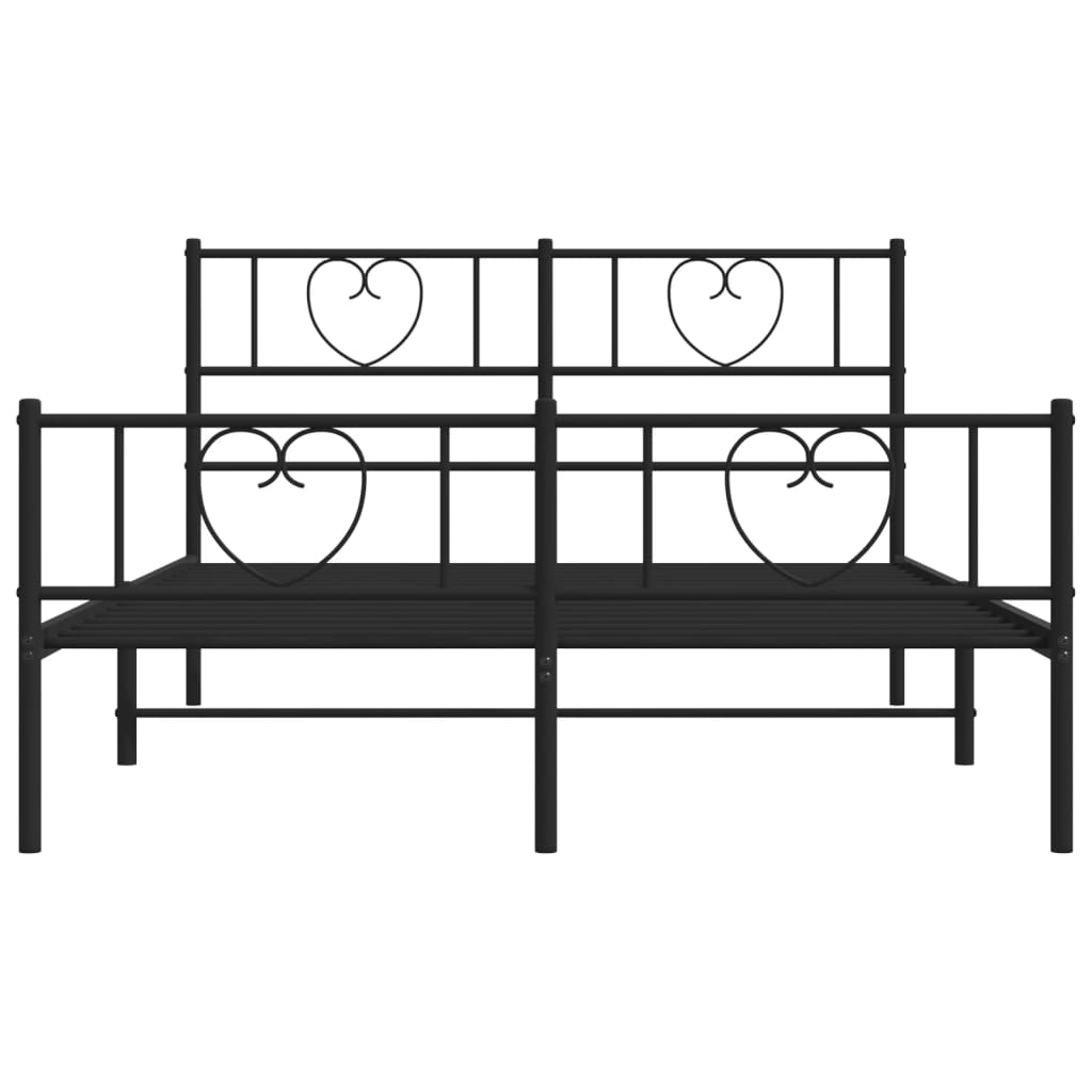 Bedframe met hoofd- en voeteneinde metaal zwart 140x200 cm