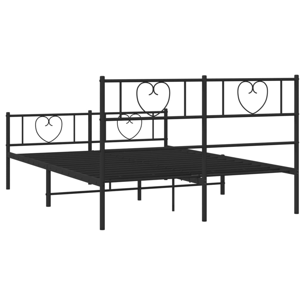 Bedframe met hoofd- en voeteneinde metaal zwart 140x200 cm