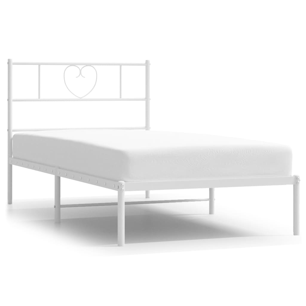 Bedframe met hoofdbord metaal wit 80x200 cm