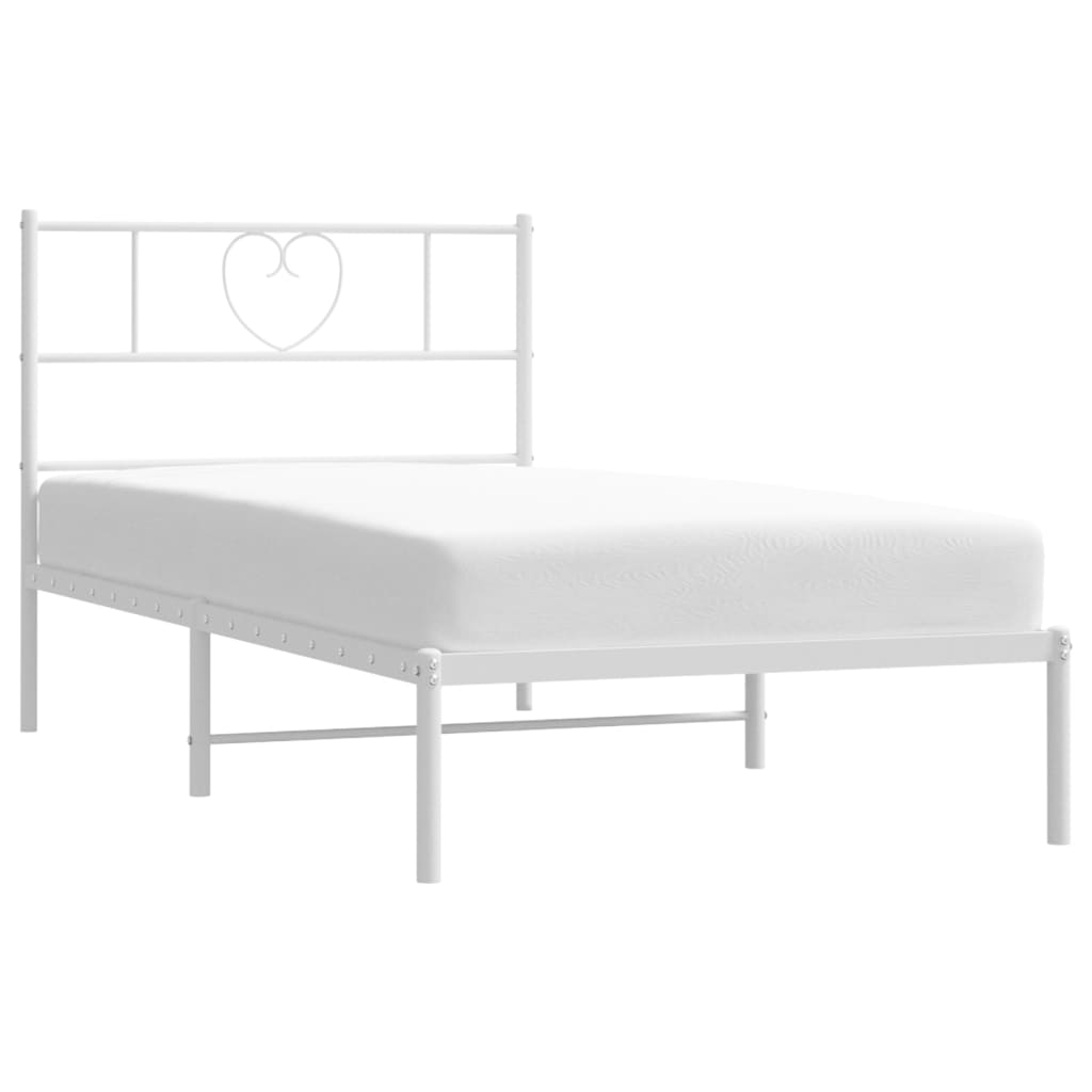 Bedframe met hoofdbord metaal wit 80x200 cm