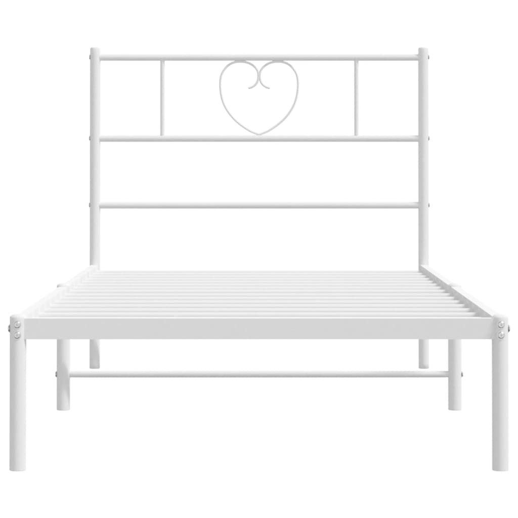 Bedframe met hoofdbord metaal wit 80x200 cm