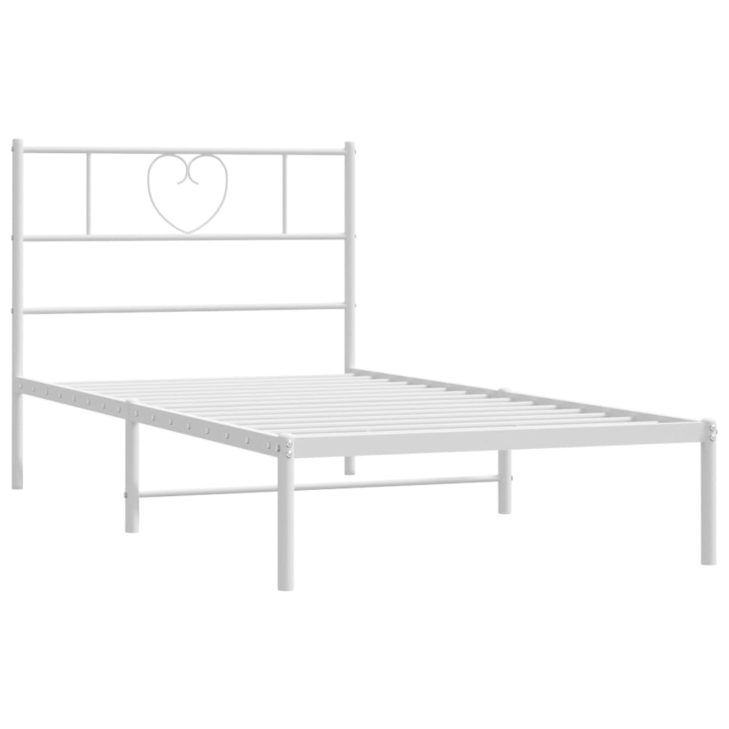 Bedframe met hoofdbord metaal wit 80x200 cm