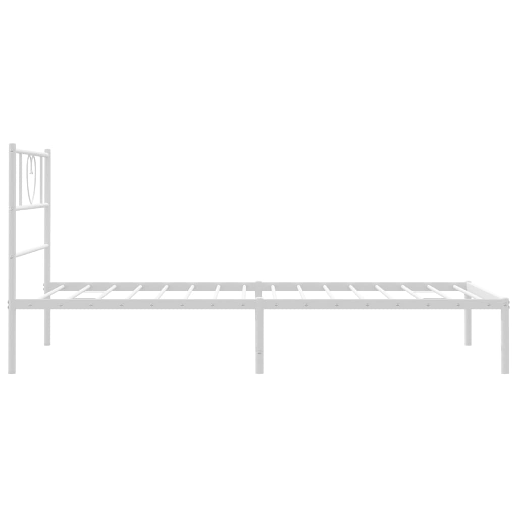 Bedframe met hoofdbord metaal wit 80x200 cm