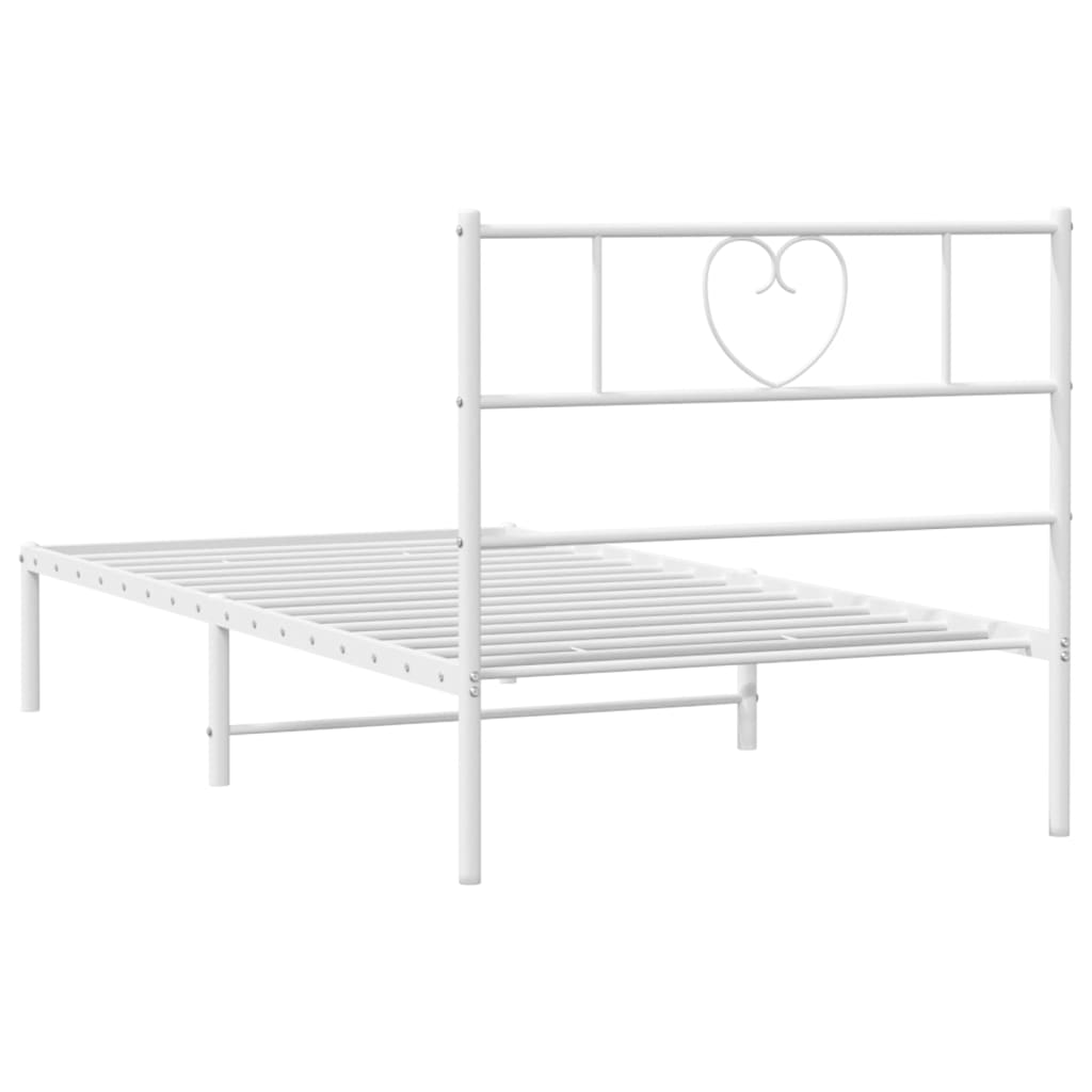 Bedframe met hoofdbord metaal wit 80x200 cm