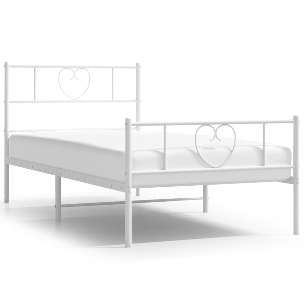 Bedframe met hoofd- en voeteneinde metaal wit 90x200 cm