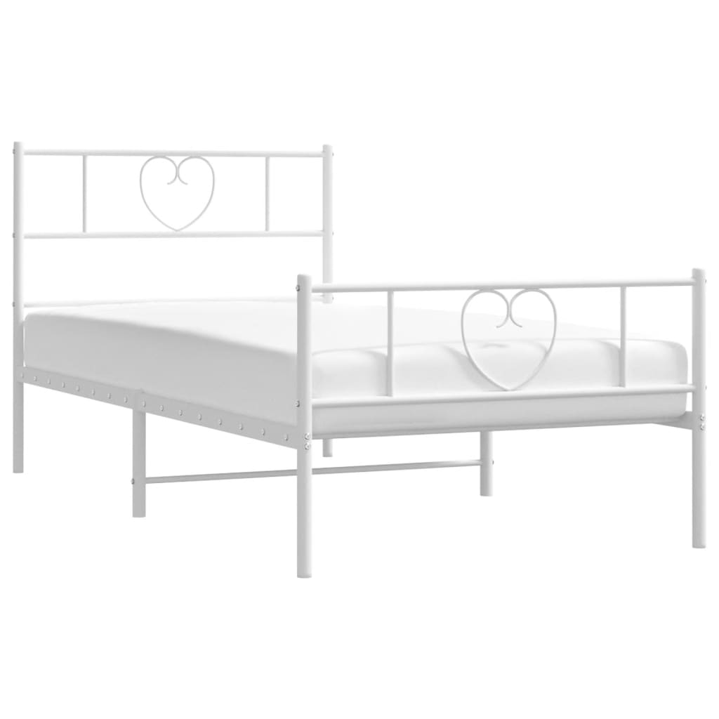 Bedframe met hoofd- en voeteneinde metaal wit 90x200 cm