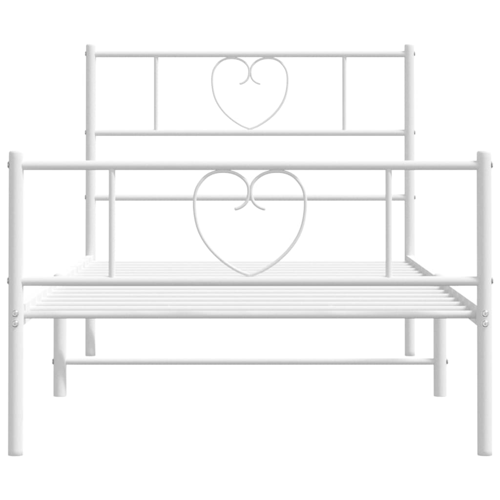 Bedframe met hoofd- en voeteneinde metaal wit 90x200 cm