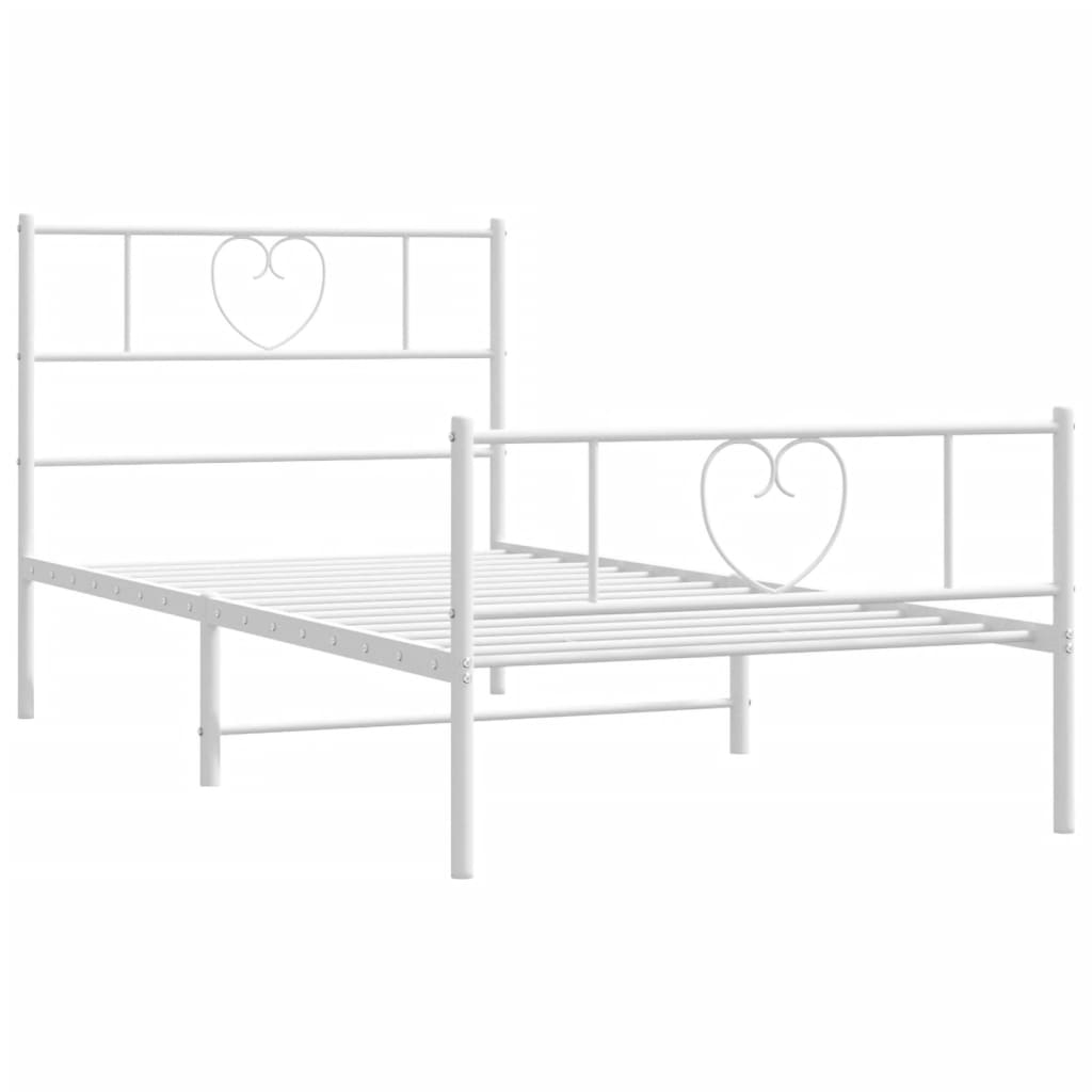 Bedframe met hoofd- en voeteneinde metaal wit 90x200 cm