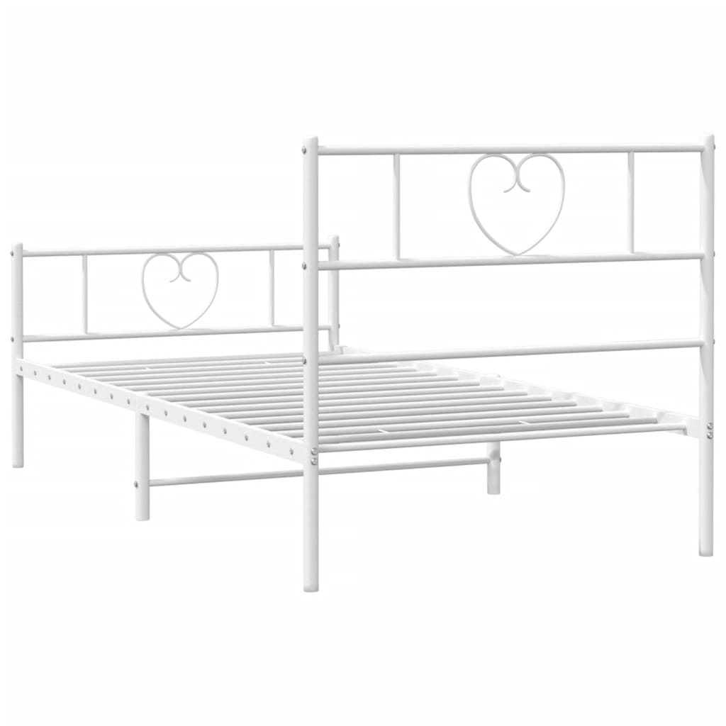 Bedframe met hoofd- en voeteneinde metaal wit 90x200 cm