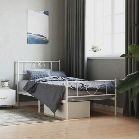 Bedframe met hoofd- en voeteneinde metaal wit 107x203 cm