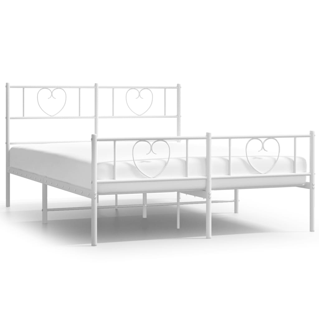 Bedframe met hoofd- en voeteneinde metaal wit 120 x 190 cm