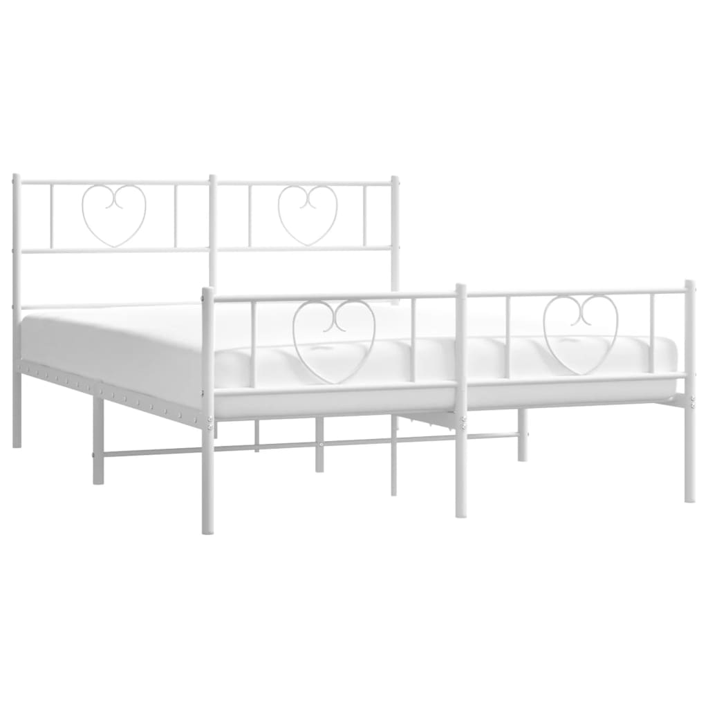 Bedframe met hoofd- en voeteneinde metaal wit 120 x 190 cm