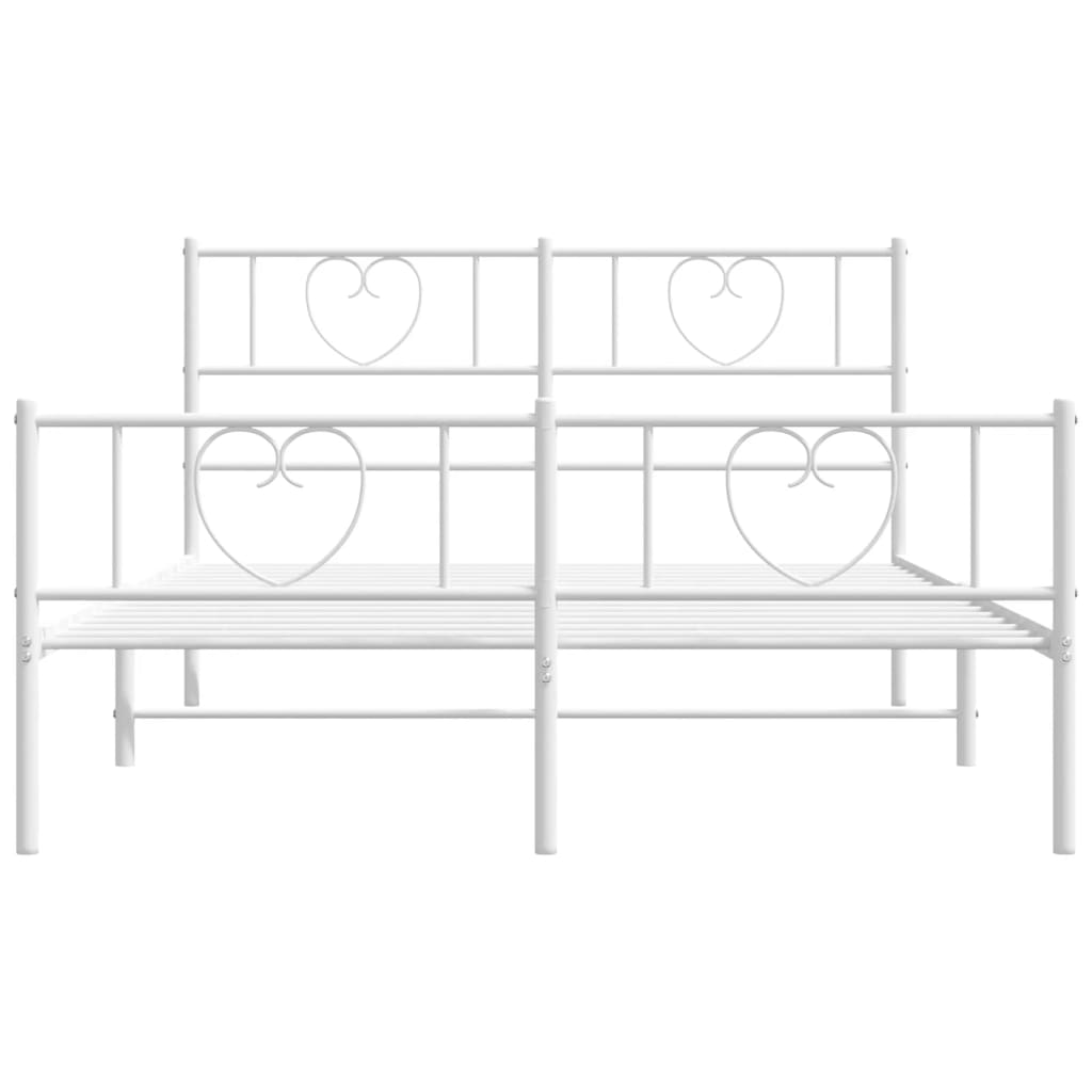 Bedframe met hoofd- en voeteneinde metaal wit 120 x 190 cm