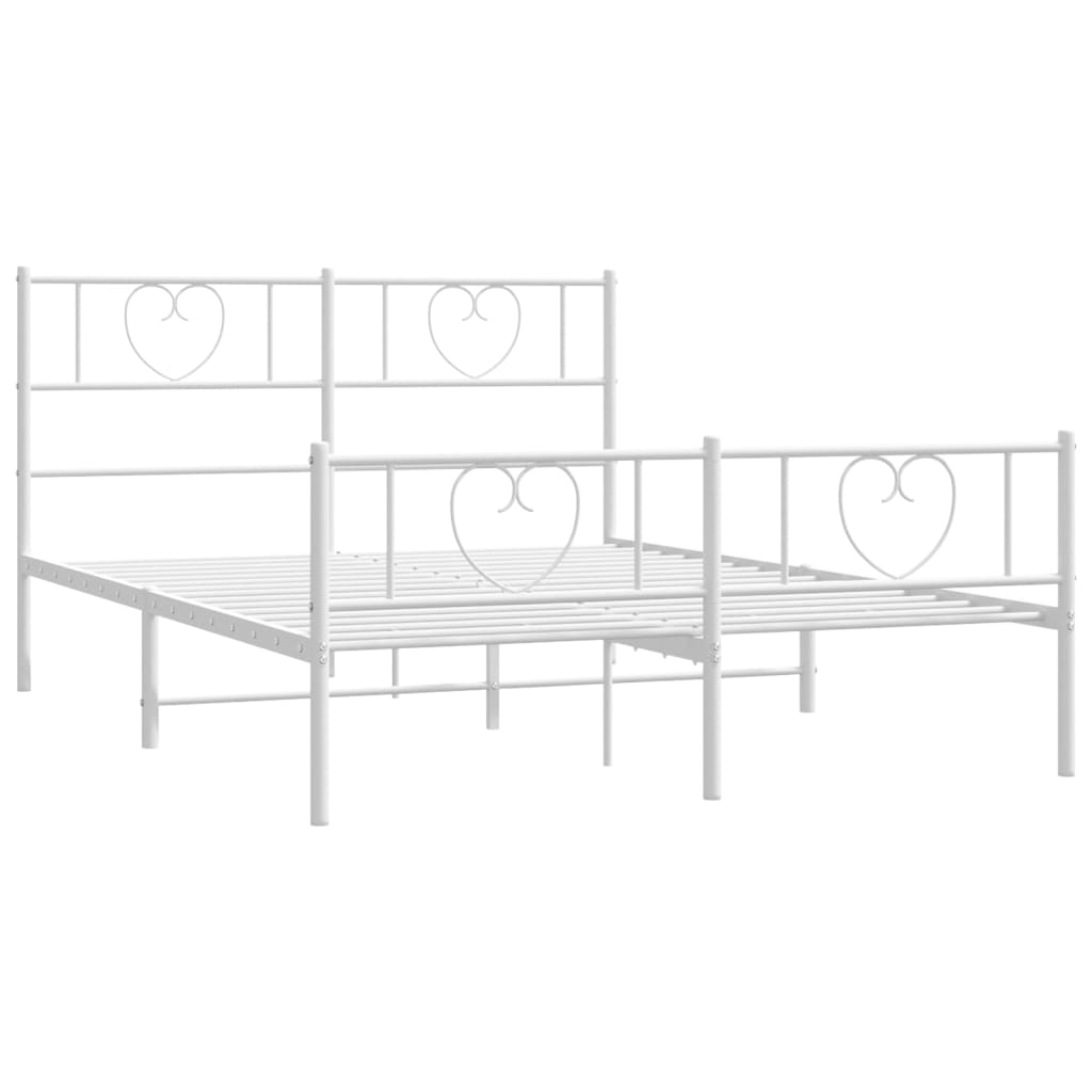 Bedframe met hoofd- en voeteneinde metaal wit 120 x 190 cm