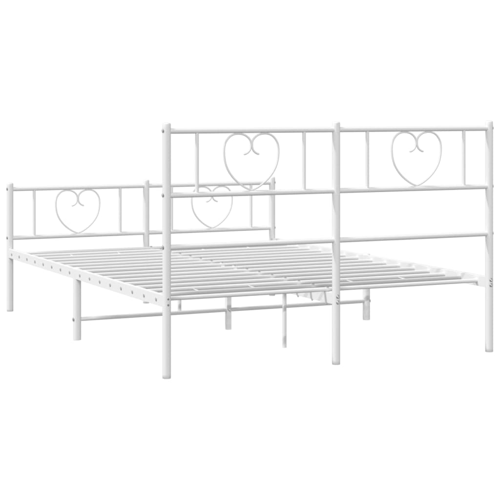 Bedframe met hoofd- en voeteneinde metaal wit 120 x 190 cm