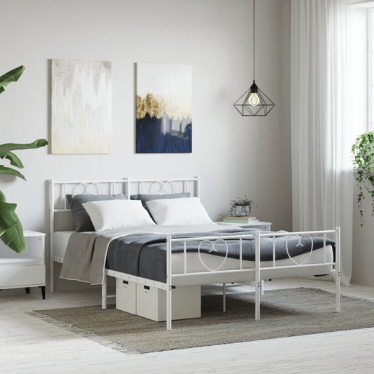 Bedframe met hoofd- en voeteneinde metaal wit 120 x 190 cm