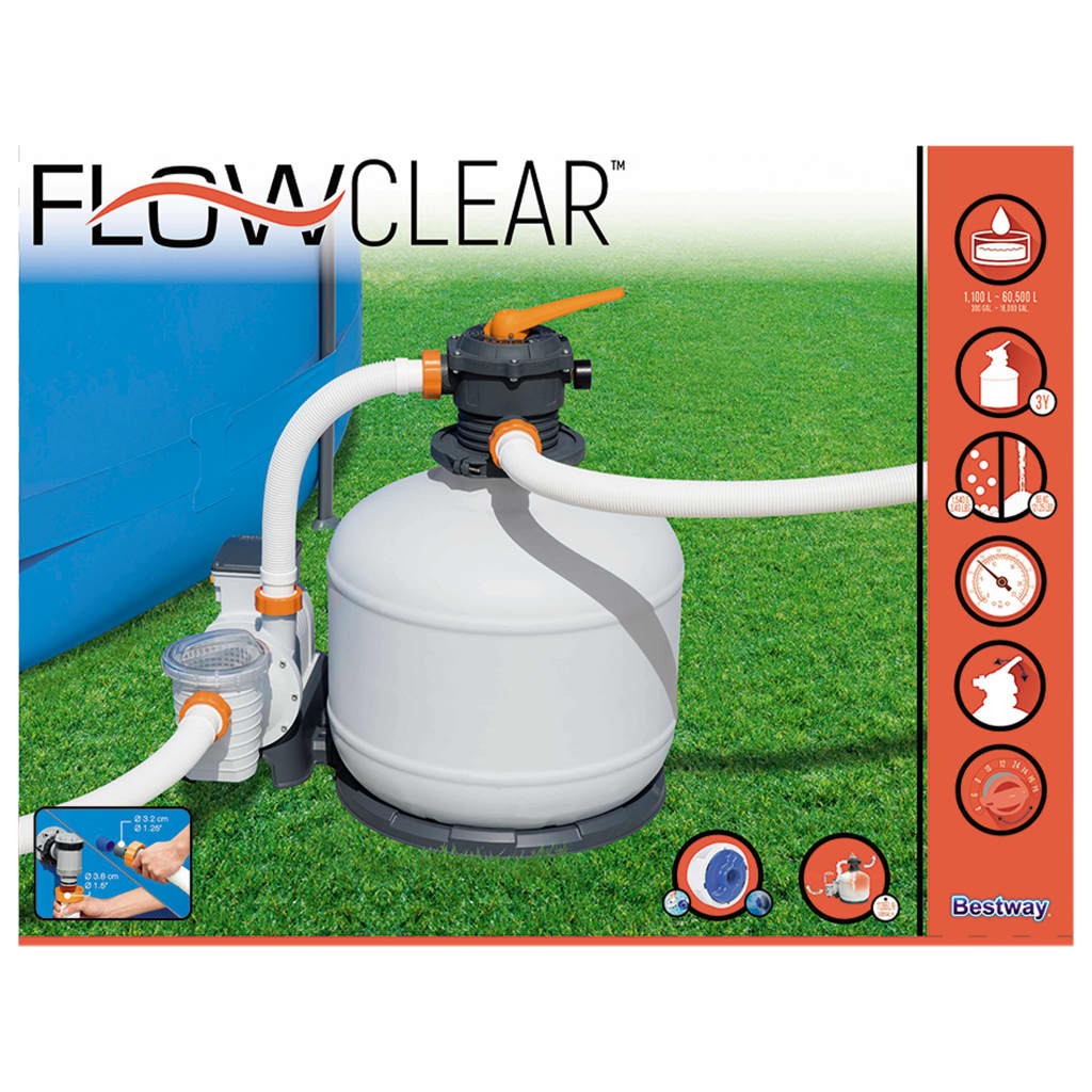 Bestway Flowclear Zandfilterpomp 11355 l/u Zwembad- & spafilters | Creëer jouw Trendy Thuis | Gratis bezorgd & Retour | Trendy.nl