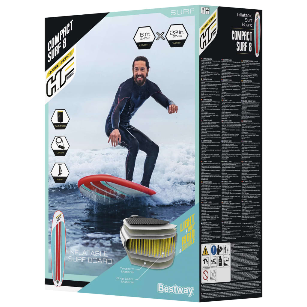 Bestway Hydro-Force Stand Up Paddleboard Compact Surf 8 243x57x7 cm Surfplanken | Creëer jouw Trendy Thuis | Gratis bezorgd & Retour | Trendy.nl