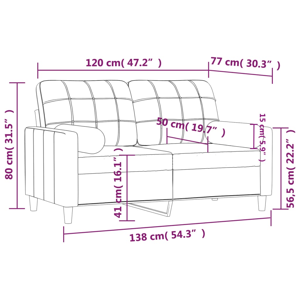 Tweezitsbank met sierkussens 120 cm stof donkergrijs Banken | Creëer jouw Trendy Thuis | Gratis bezorgd & Retour | Trendy.nl