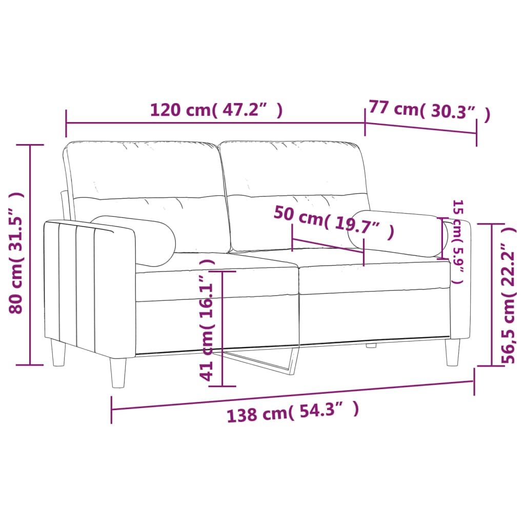 Tweezitsbank met sierkussens 120 cm stof crèmekleurig Banken | Creëer jouw Trendy Thuis | Gratis bezorgd & Retour | Trendy.nl