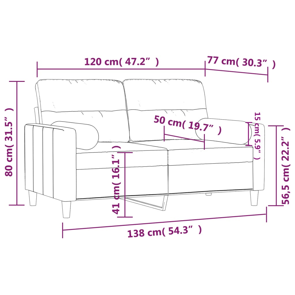 Tweezitsbank met sierkussens 120 cm stof taupe Banken | Creëer jouw Trendy Thuis | Gratis bezorgd & Retour | Trendy.nl