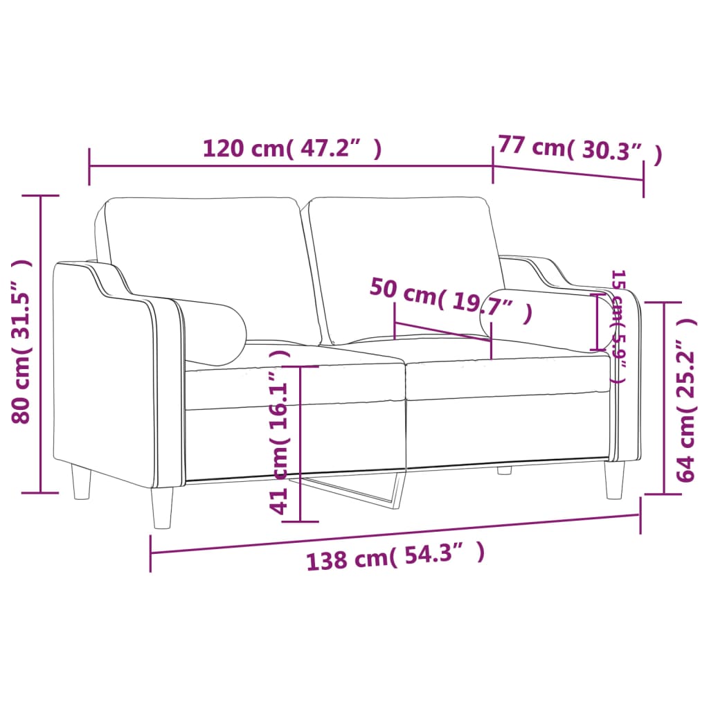 Tweezitsbank met sierkussens 120 cm stof lichtgrijs Banken | Creëer jouw Trendy Thuis | Gratis bezorgd & Retour | Trendy.nl