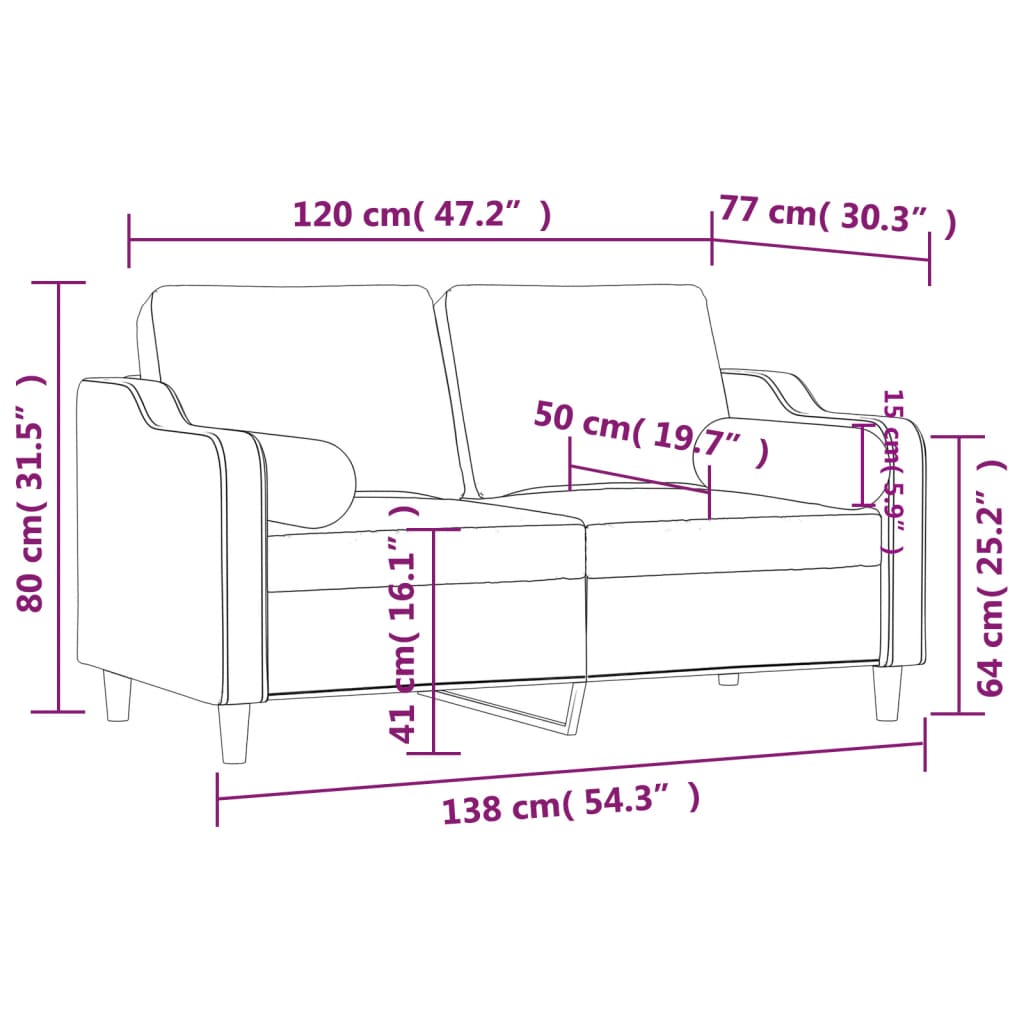 Tweezitsbank met sierkussens 120 cm stof taupe Banken | Creëer jouw Trendy Thuis | Gratis bezorgd & Retour | Trendy.nl