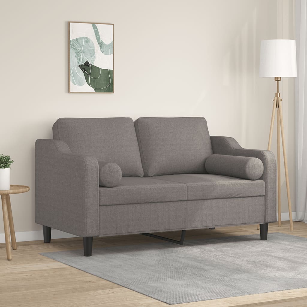 Tweezitsbank met sierkussens 120 cm stof taupe Banken | Creëer jouw Trendy Thuis | Gratis bezorgd & Retour | Trendy.nl